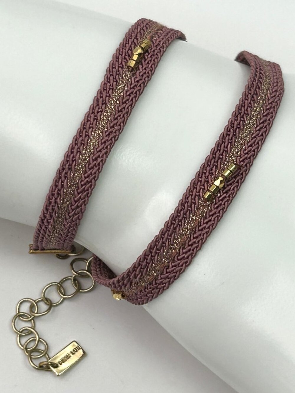 Chan Luu Multi Wrap Bracelet Purple Cord Gold Tone Beads Boho Layered Adjustable
